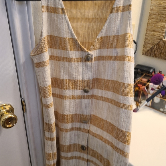 Mango stripped pinafore button down dress - Picture 2 of 9